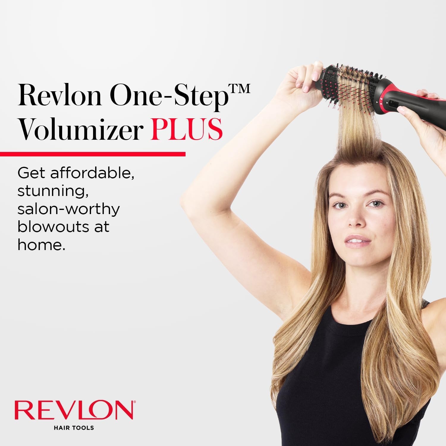 One-Step Volumizer plus Hair Dryer and Styler, Enhanced Motor for Less Frizz, More Shine, and Reduced Heat Damage for Salon Style round Brush for Blowout, Black (Amazon Exclusive)