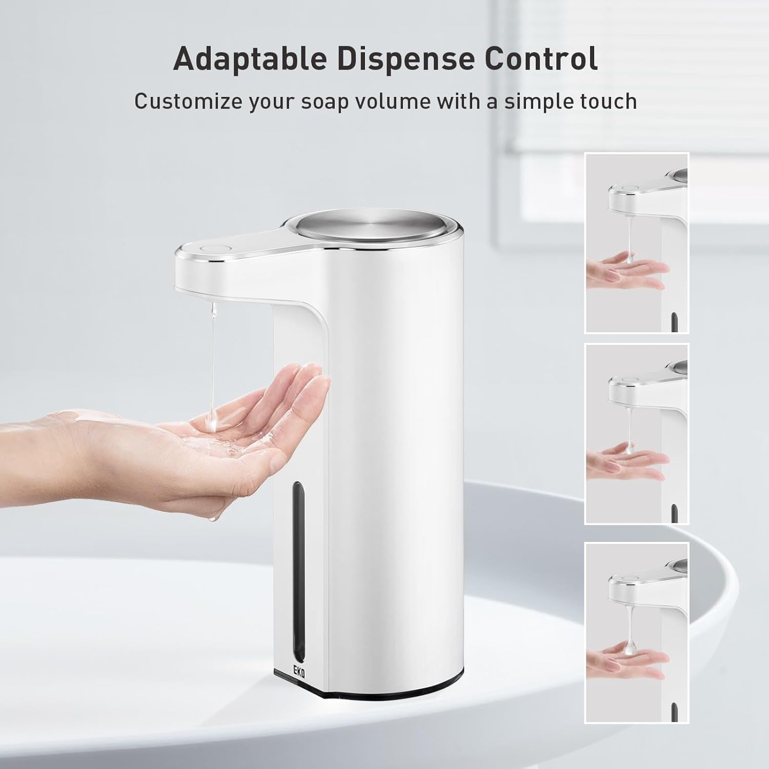 Aroma Touchless Automatic Soap Dispenser for Bathroom and Kitchen, Liquid Hand Soap Dispenser, Water-Resistant and Rechargeable, 9 Fl Oz (White)