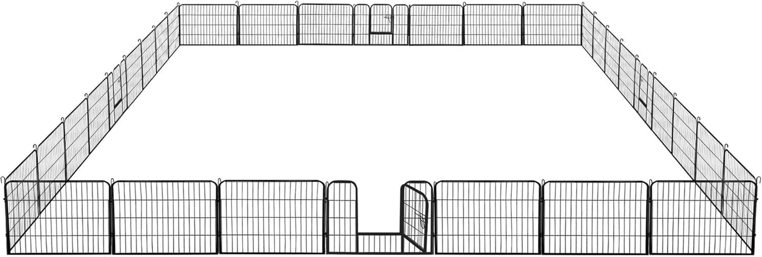 Decorative Garden Fence - 32 in X 21Ft Rustproof Folding Fencing Landscape Patio Flower Bed Animal Barrier Border for Dog Outdoor Fences Black