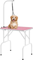 32-Inch Foldable Pet Dog Grooming Table W/Adjustable Height Arm - Drying Table for Home W/Noose for Small Dogs Cats, Maximum Capacity up to 220Lbs, Pink