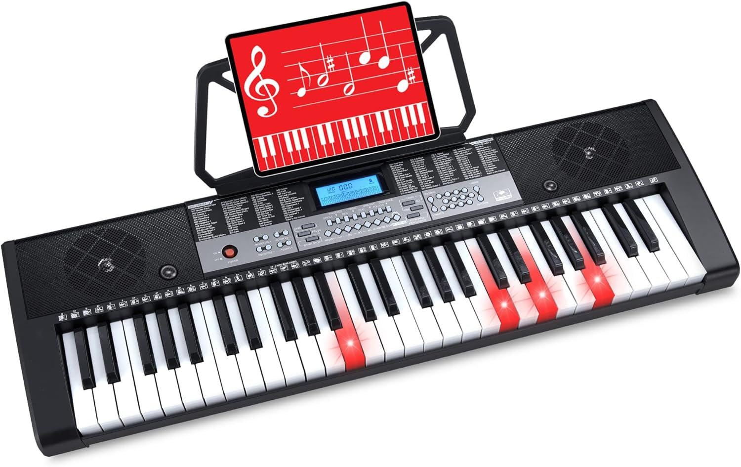 54-Key Portable Electronic Keyboard Piano for Beginners - Complete Set with LCD Screen, Power Adapter, Teaching Modes, Music Sheet Stand, and Built-in Speakers