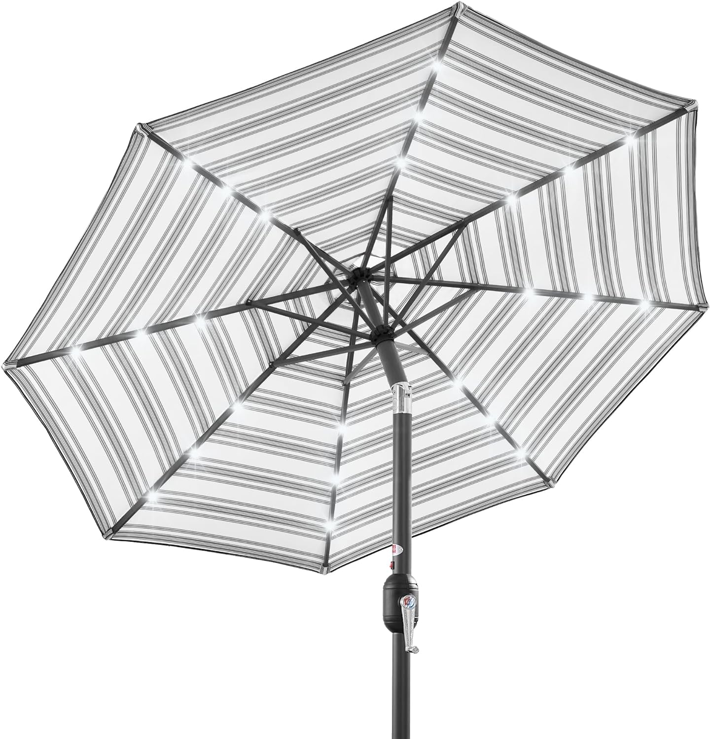 10Ft Solar Polyester LED Lighted Patio Umbrella W/Tilt Adjustment and Uv-Resistant Fabric - Tan