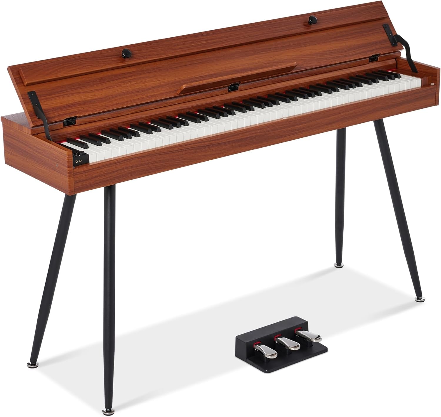 88-Key Weighted Full Size Digital Piano, Modern Desk Keyboard W/Metal Legs, 3 Sustain Pedal, MIDI, Headphone Jack - Black