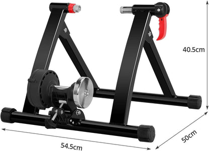 Magnetic Bike Trainer Stand W/ 6 Speed Level Wire Control Adjuster,Noise Reduction,Quick-Release &amp; Front Wheel Riser Resistance Foldable Bicycle Exercise Stand for Mountain &amp; Road Bikes