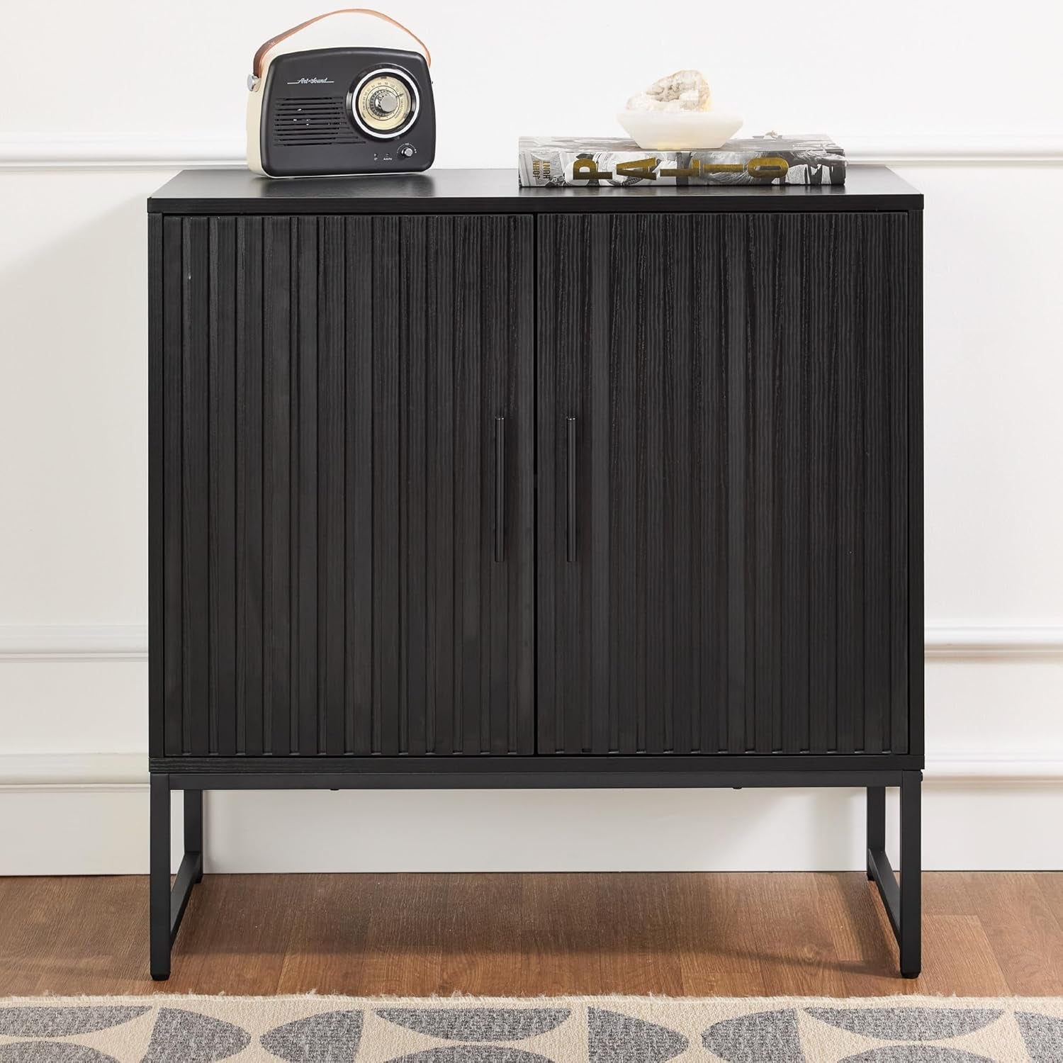 Slatted Sideboard Buffet Cabinet, Entryway Table, Accent Storage Cabinet, Console Table for Hallway, Living Room, Dining Room – Dark Brown