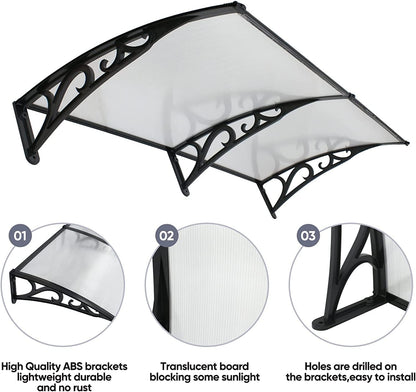 Set of 2 Overhead Door Polycarbonate Cover 40&quot;x 80&quot; Window Door Awning