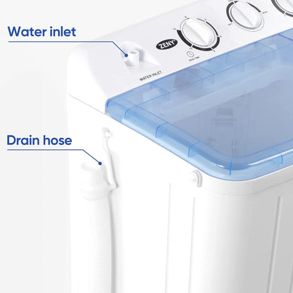 17.6lbs Portable Semi-Automatic Compact Twin Tub Laundry Washing Machine