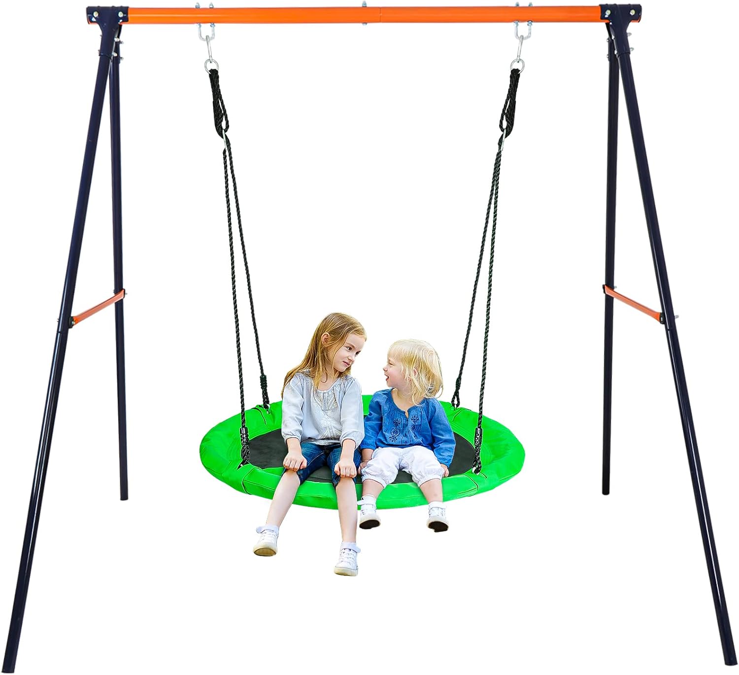 40 Inch Saucer Swing with Heavy Duty A Frame Metal Swing Stand - 440 LBS