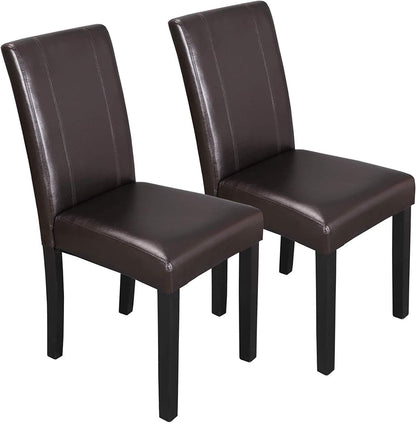 Set of 2/4/6/8 PU Leather Modern Armless Dining Chairs with Solid Wood Legs for Kitchen or Living Room