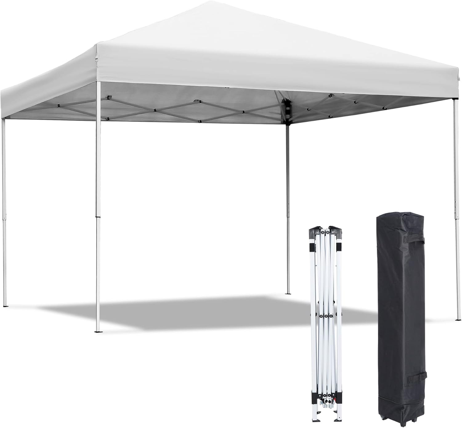 Adjustable Straight Leg Heights Instant Shelter Pop Up Canopy Tent with Wheeled Bag, Ropes