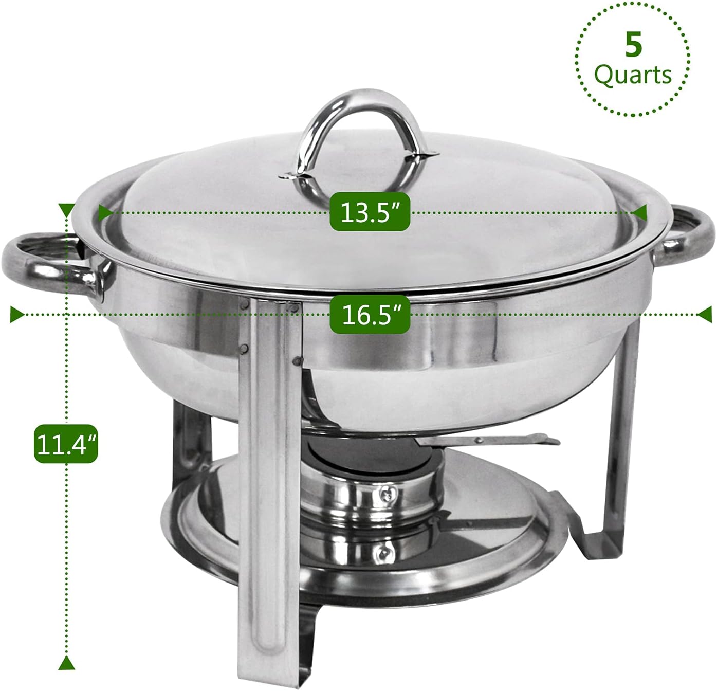 Multipack Round Chafing Dish Set 5 Quart Stainless Steel Buffet Warmers with Fuel Holders