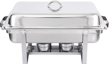 4 Pack 8 Quart Stainless Steel Chafing Dish Set with Water Pan and Fuel Holder