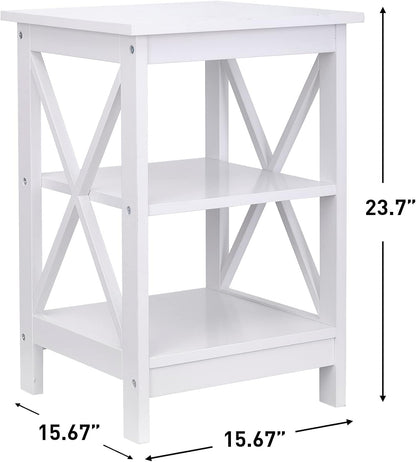 Set of 2 Nightstands with 3-Tier Storage Shelves - Sofa Side End Tables