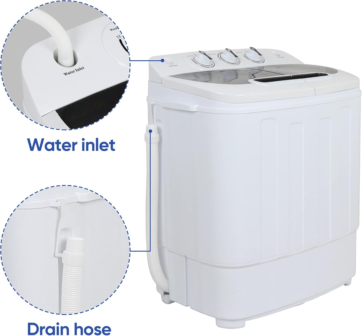 13lbs Portable Mini Twin Tub Washer and Dryer Combo Washing Machine