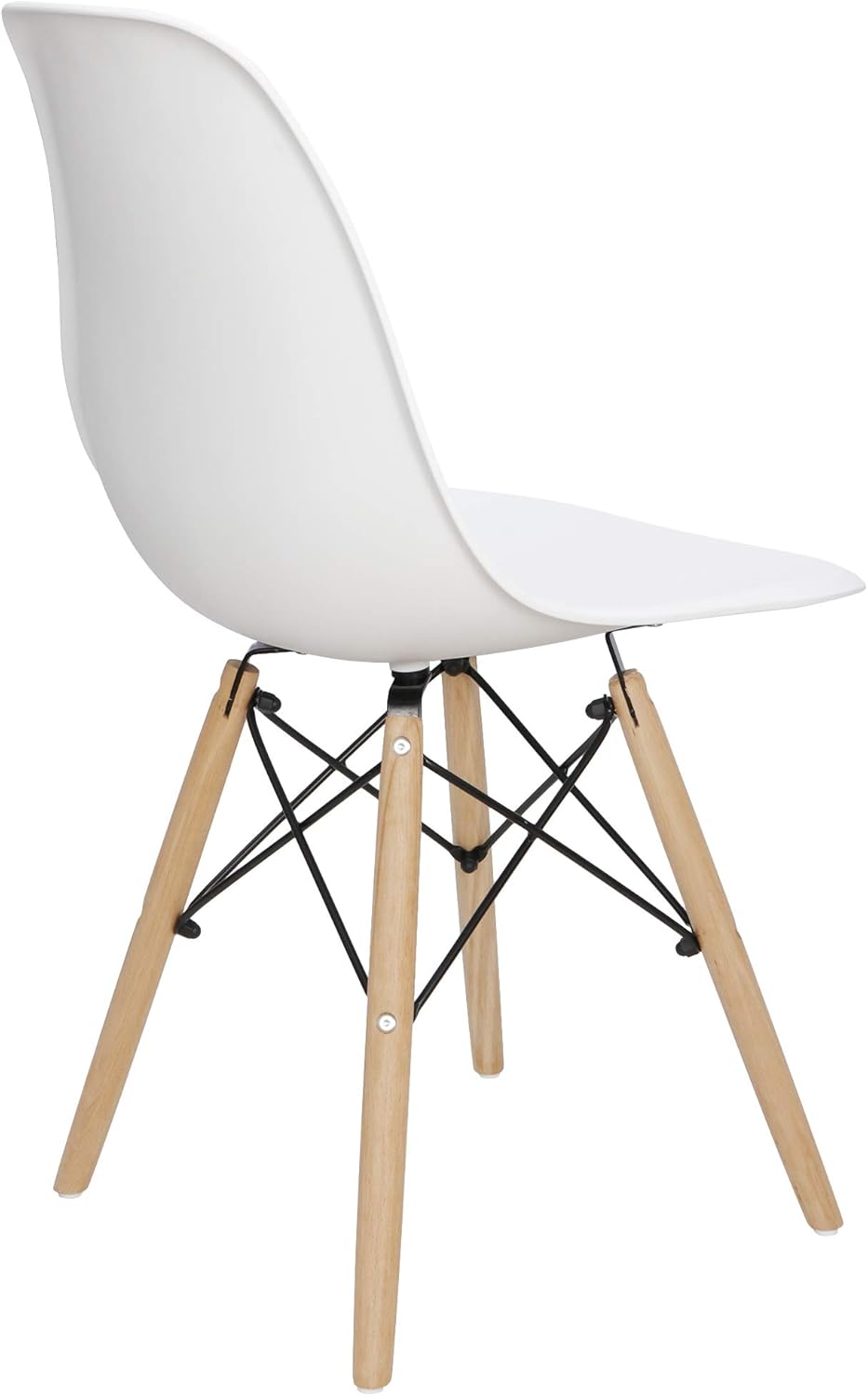 Set of 4 Modern Plastic Shell Dining Chairs with Wooden Legs for Kitchen or Living Room