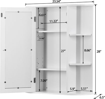 Bathroom Cabinet with Wall-Mounted Mirror Medicine Cabinet with 2-Tier Adjustable Shelves