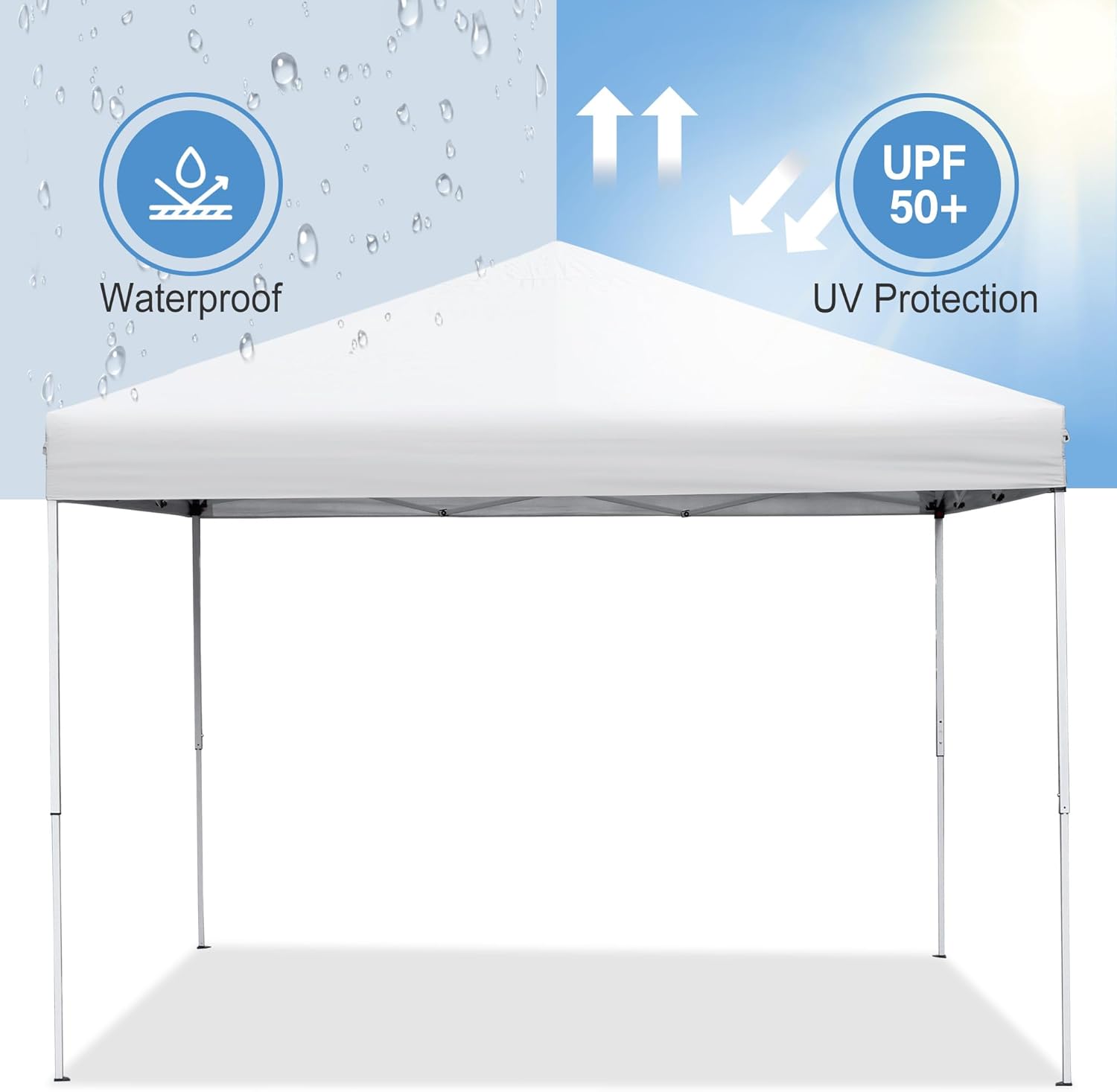 Adjustable Straight Leg Heights Instant Shelter Pop Up Canopy Tent with Wheeled Bag, Ropes