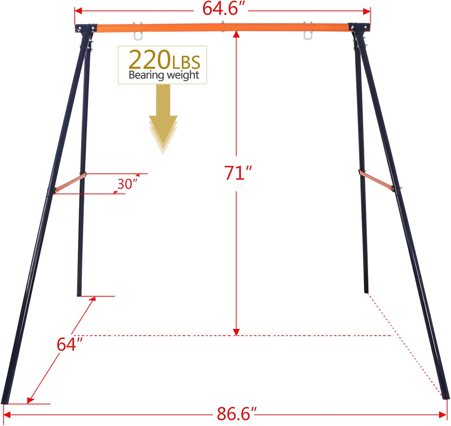 40 Inch Saucer Swing with Heavy Duty A Frame Metal Swing Stand - 440 LBS