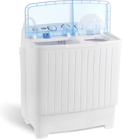 17.6lbs Portable Semi-Automatic Compact Twin Tub Laundry Washing Machine