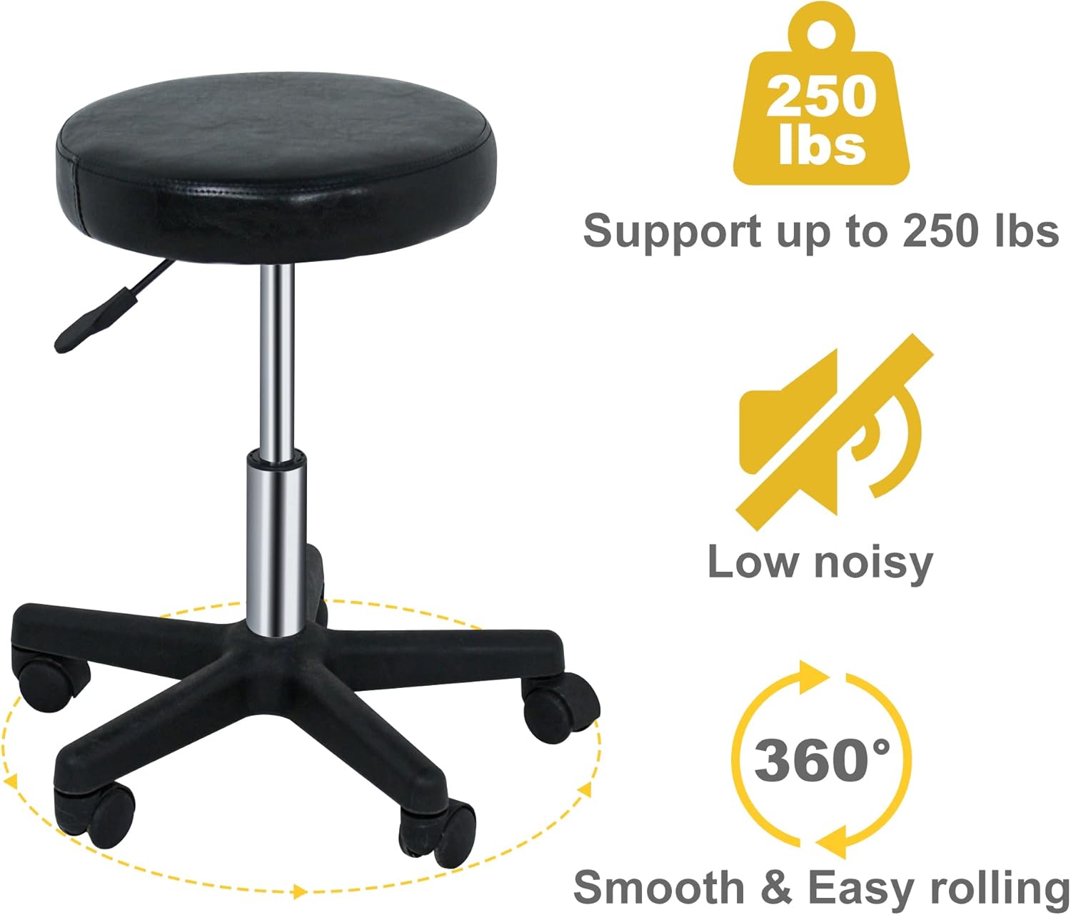 Adjustable Swivel Stool Chair Hydraulic Rolling Stool for Beauty Salon Massage Spa Medical Tattoo Drafting