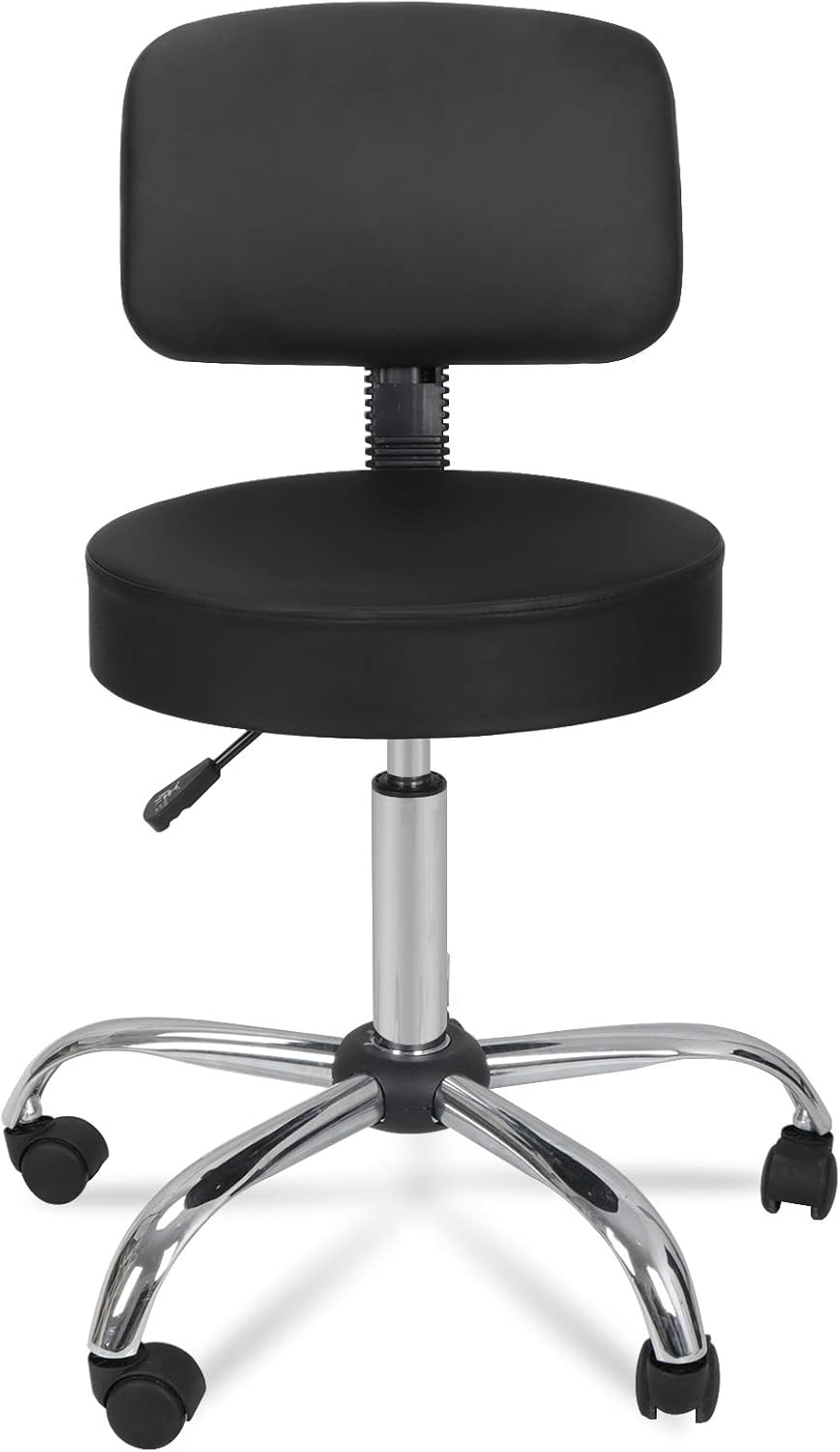 Adjustable Swivel Salon Spa Stool Chair with Back Support for Beauty Barber Tattoo Massage Drafting Medical