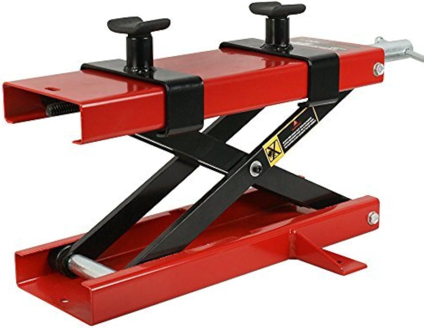 1100 LBS Capacity Steel Motorcycle Center Scissor Lift Jack with Saddle &amp; Safety Pin