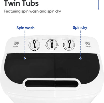 13lbs Portable Mini Twin Tub Washer and Dryer Combo Washing Machine