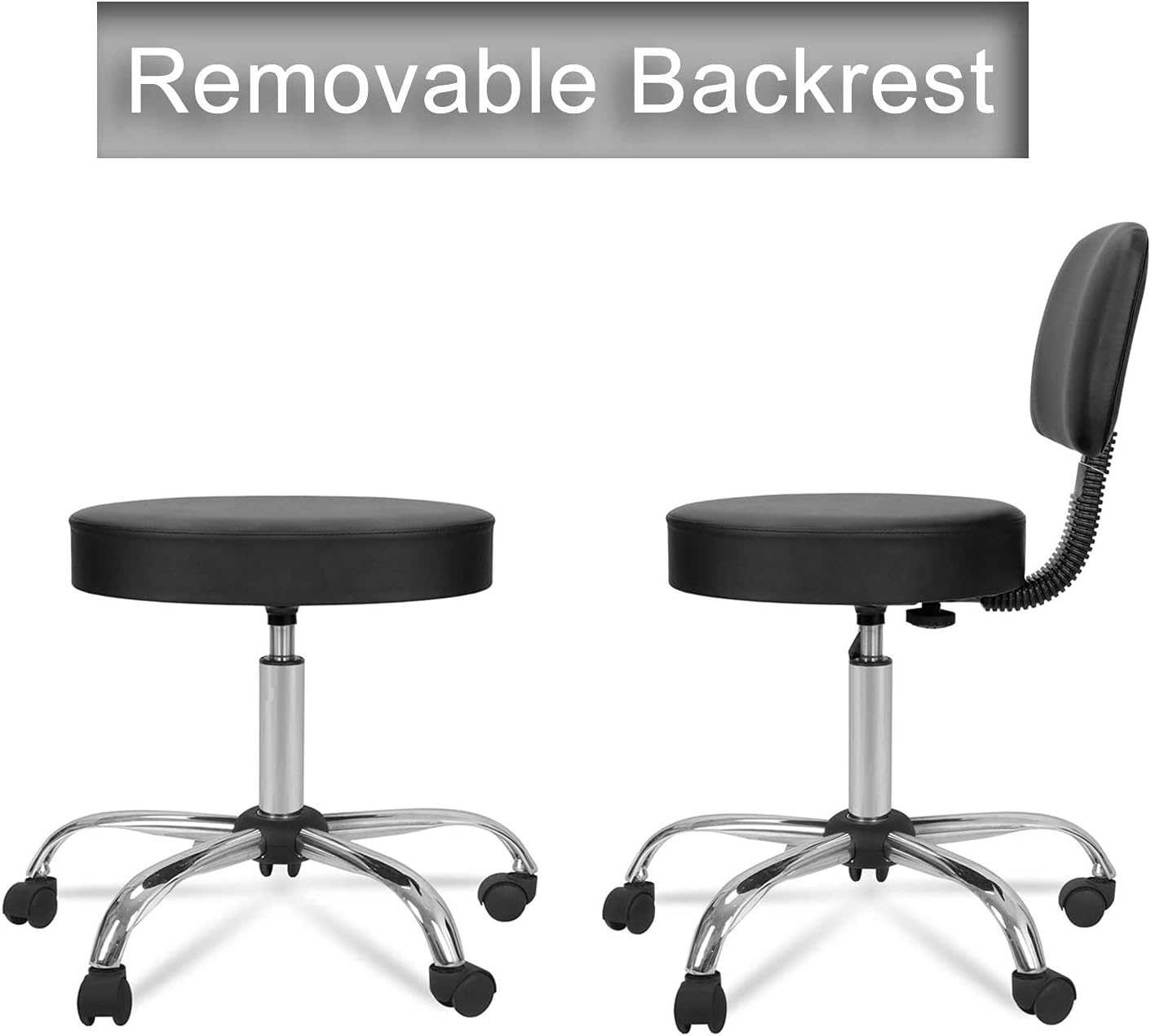 Adjustable Swivel Salon Spa Stool Chair with Back Support for Beauty Barber Tattoo Massage Drafting Medical