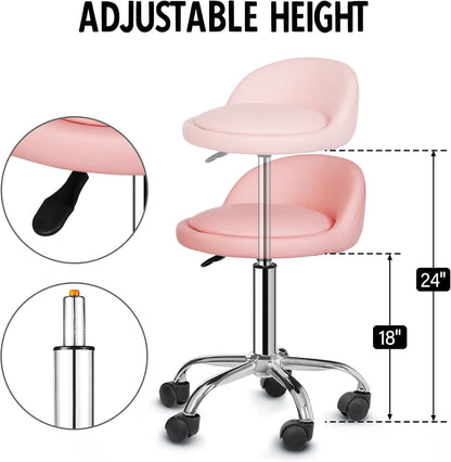 Adjustable Hydraulic Rolling Stool Swivel Salon &amp; Spa Chair with Backrest