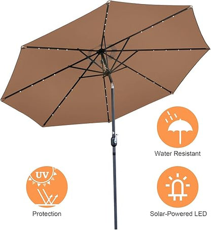 10ft Solar Outdoor Patio Umbrella