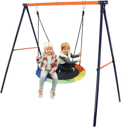 40 Inch Saucer Swing with Heavy Duty A Frame Metal Swing Stand - 440 LBS