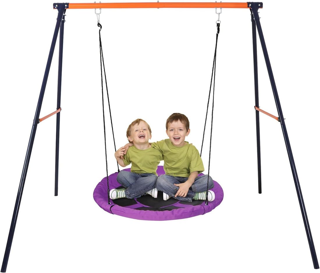 40 Inch Saucer Swing with Heavy Duty A Frame Metal Swing Stand - 440 LBS