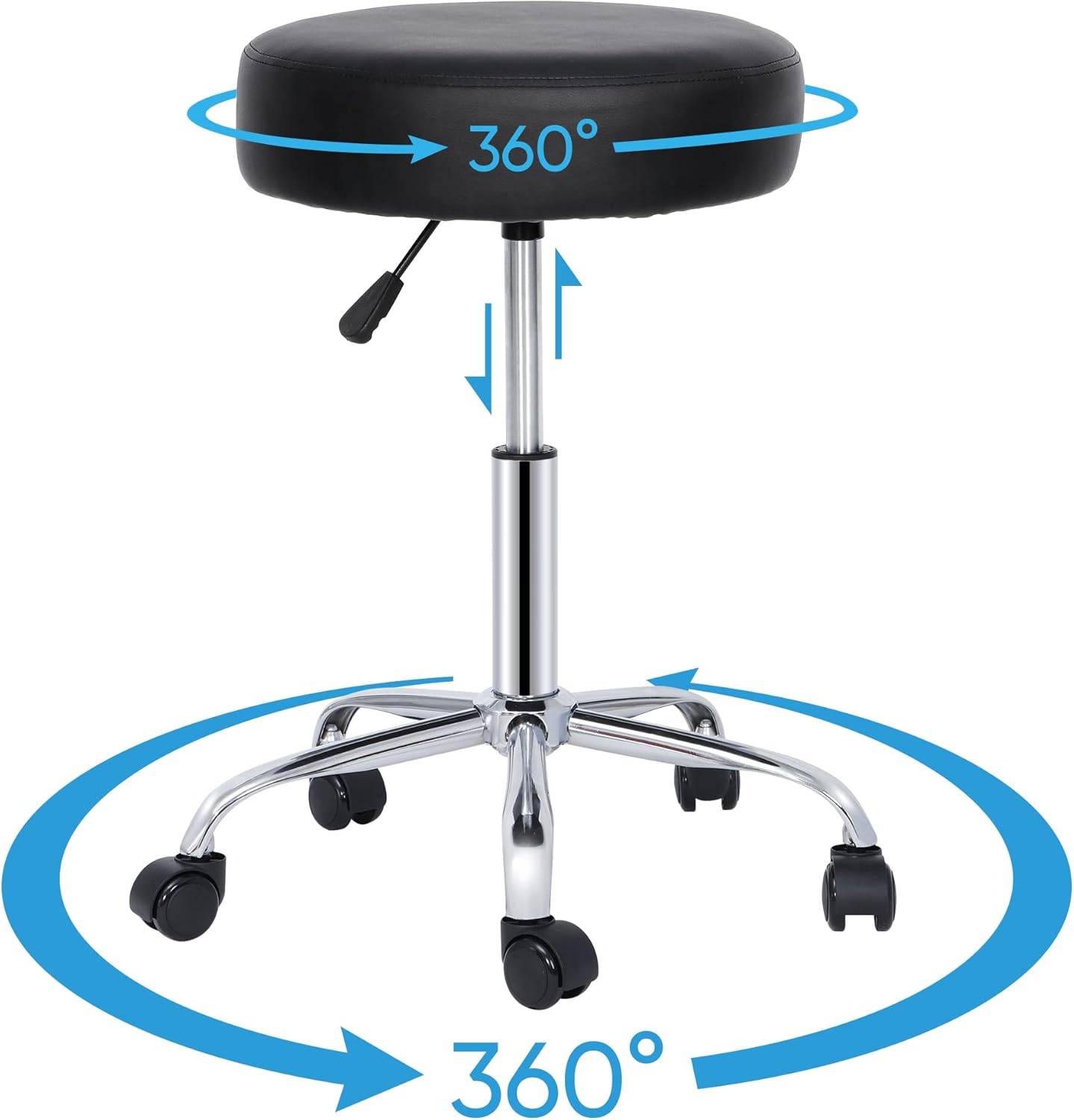 Adjustable Rolling Stool Chair Salon Spa Stool Hydraulic Swivel Stool with Wheels and Ultra-Thick Seat Cushion