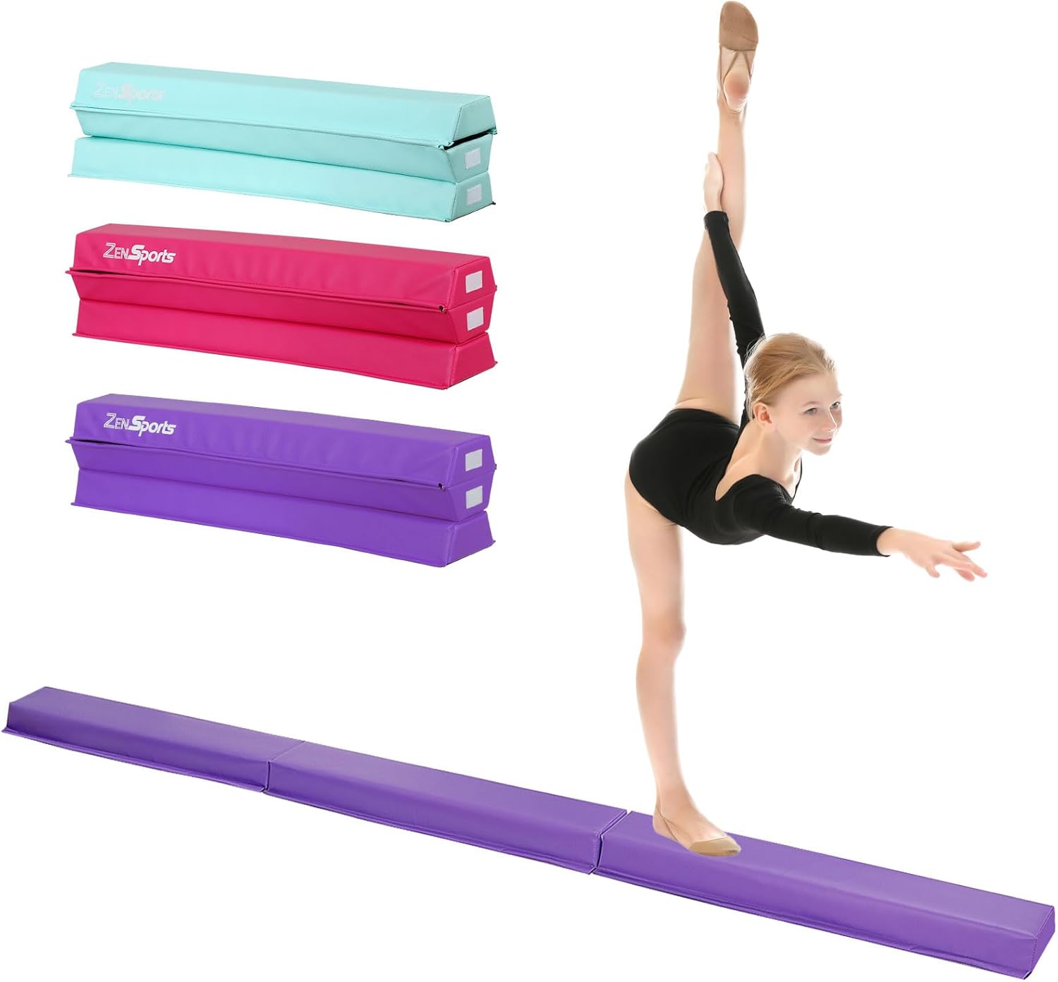 9ft Folding Gymnastics Balance Beam with Anti-Slip Base