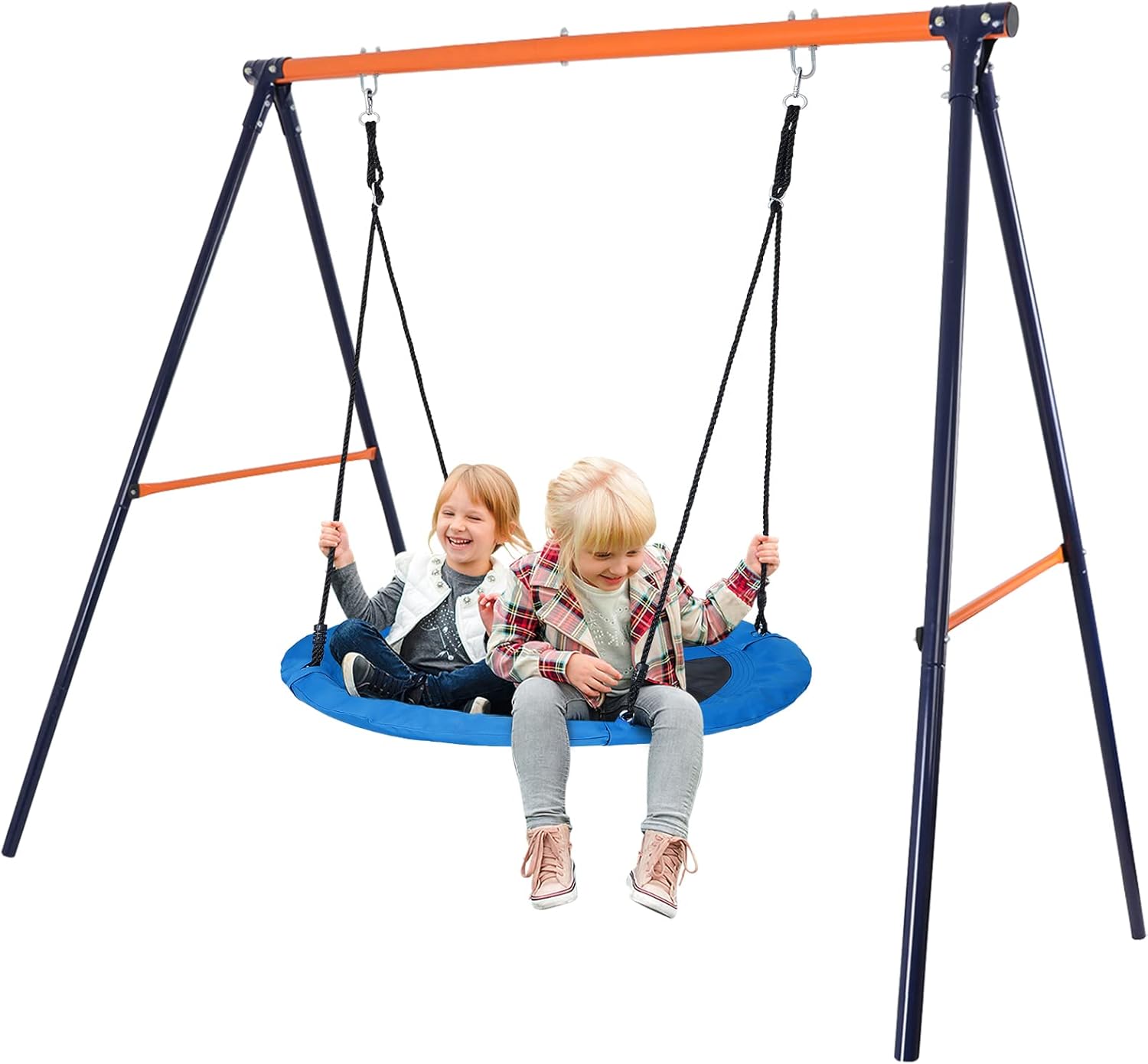 40 Inch Saucer Swing with Heavy Duty A Frame Metal Swing Stand - 440 LBS