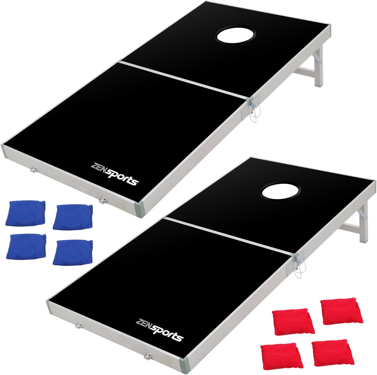 4 ft x 2 ft Portable Cornhole Set Foldable Aluminum Cornhole Boards with 8 Bean Bags &amp; Carrying Bag