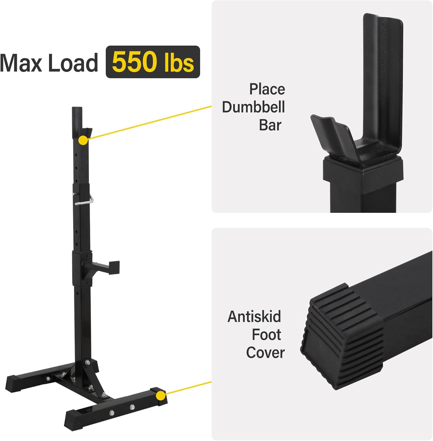 Adjustable Squat Rack Stand Weight Lifting Rack for Home Gym Strength Training Max Load 550LB