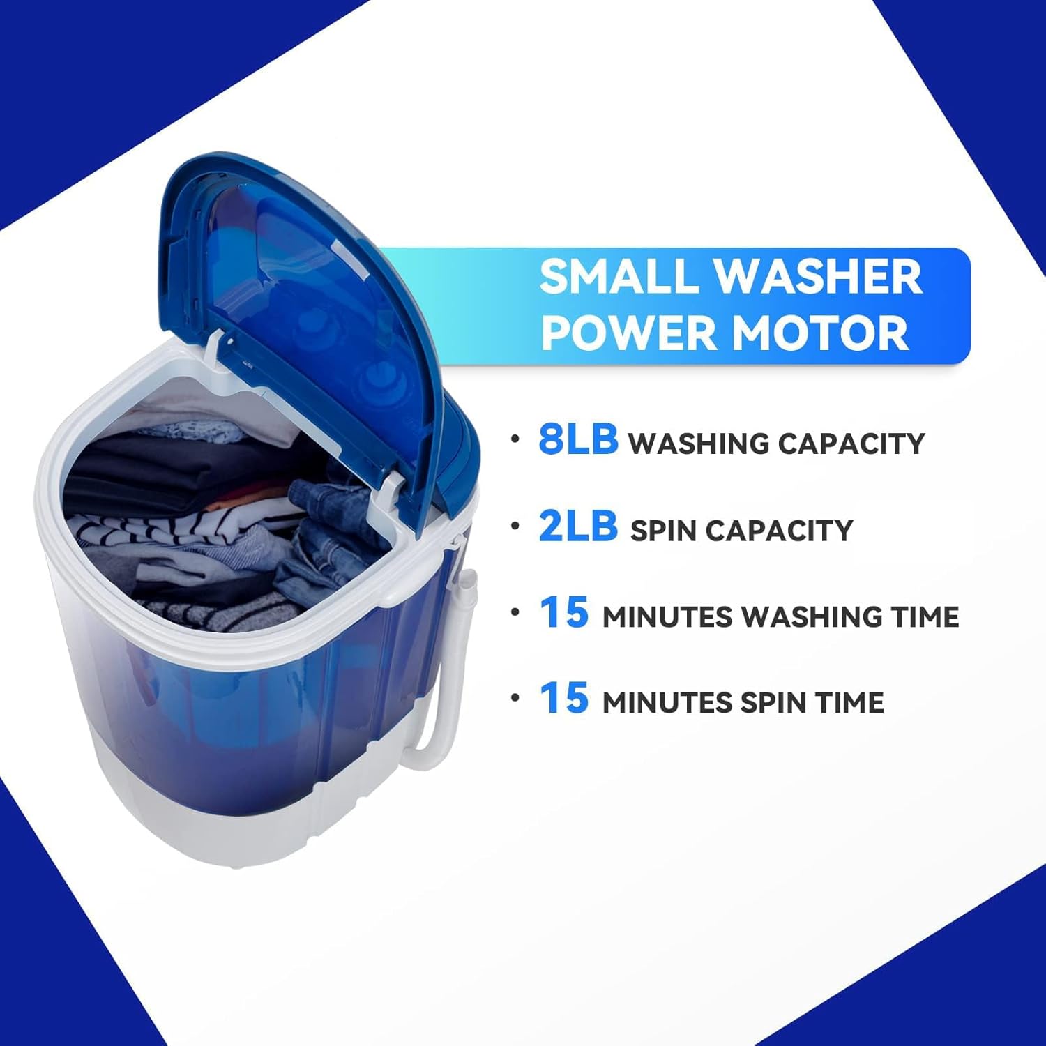 8 lbs Semi-Automatic Compact Portable Mini Washing Machine