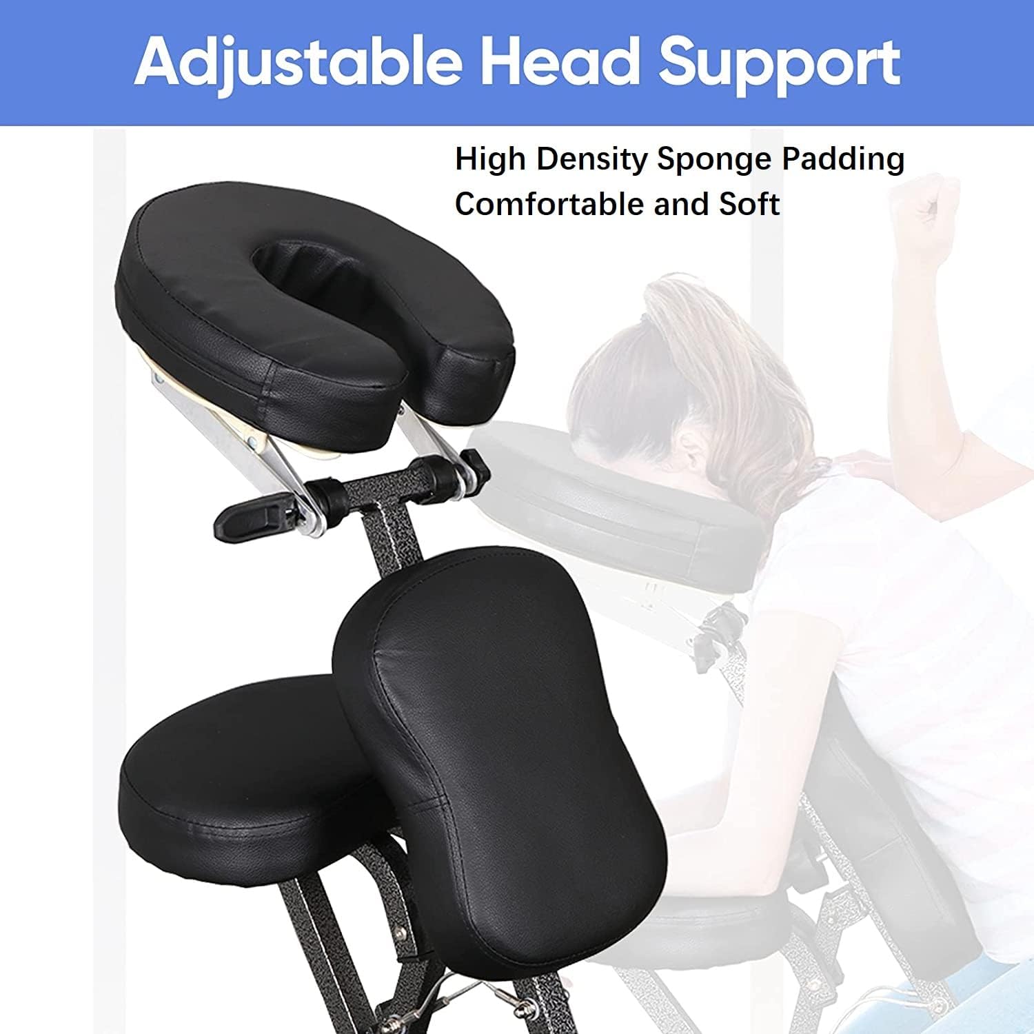 4” Thick Foam Portable Therapy Chair, Adjustable Spa &amp; Tattoo Chair with Face Cradle &amp; Carrying Bag