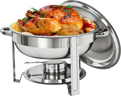 Multipack Round Chafing Dish Set 5 Quart Stainless Steel Buffet Warmers with Fuel Holders