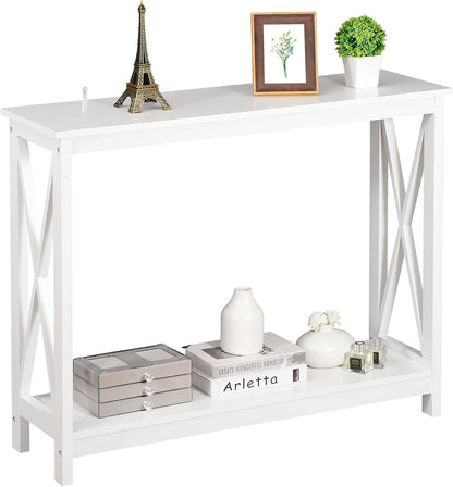 Narrow Console Table with 2-Tier Shelves for Entryway, Living Room, or Hallway