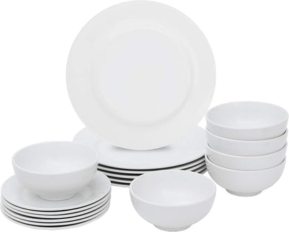 18 Piece White Dinnerware Set Service for 6 Dishwasher and Microwave Safe