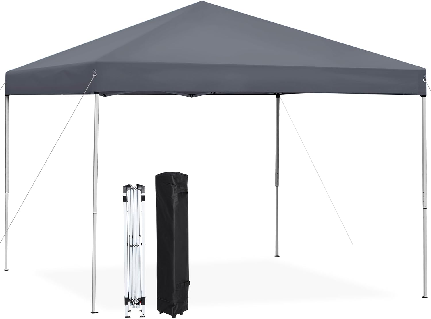 Adjustable Straight Leg Heights Instant Shelter Pop Up Canopy Tent with Wheeled Bag, Ropes