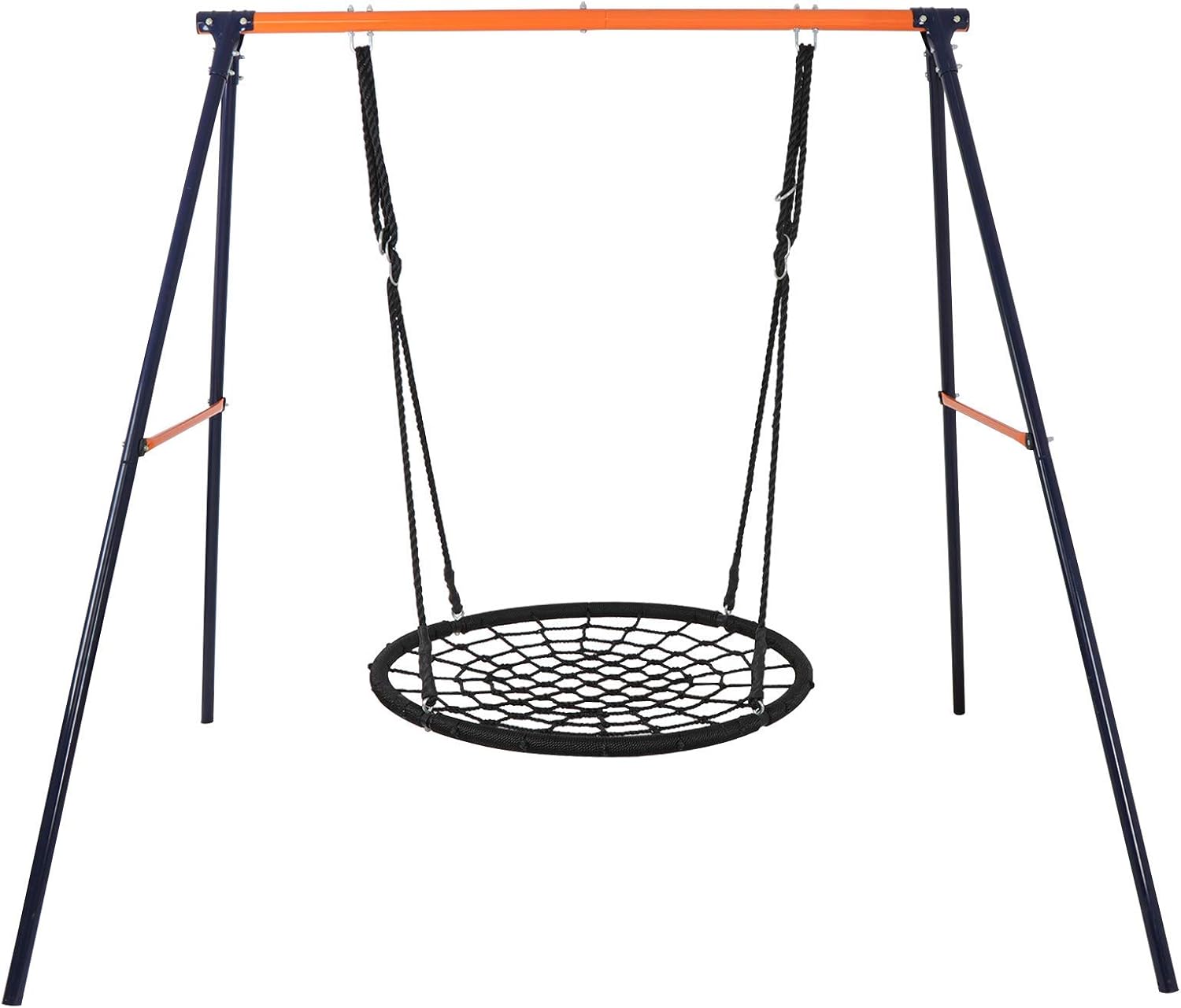 40’’ Spider Net Tree Swing and Metal Swing Frame Stand Swing Playset for Backyard Playground