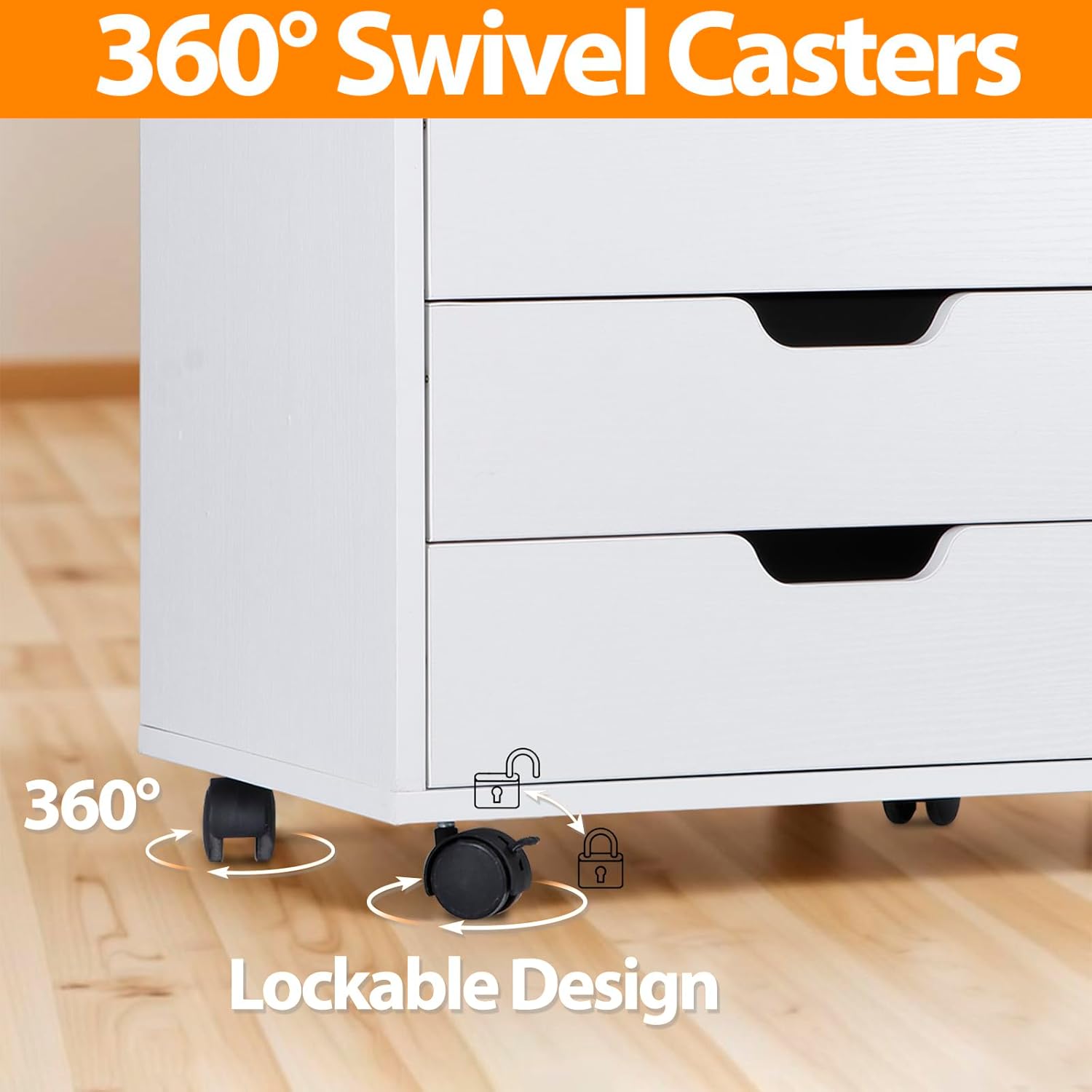 5 Drawer Mobile File Cabinet with Casters