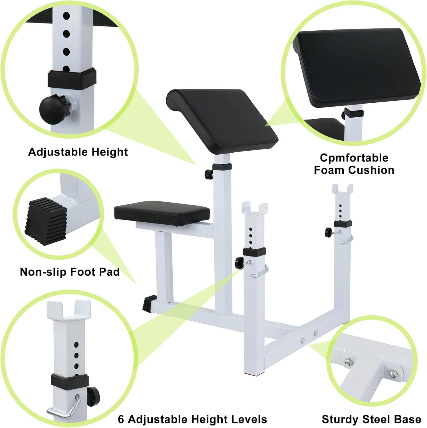 Preacher Curl Bench Arm Curl Weight Bench Weightlifting, Biceps Triceps Muscle Strength Training