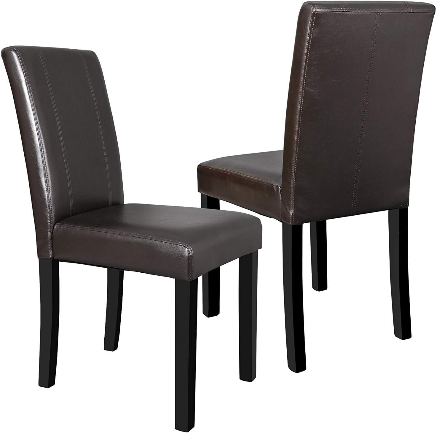 Set of 2/4/6/8 PU Leather Modern Armless Dining Chairs with Solid Wood Legs for Kitchen or Living Room