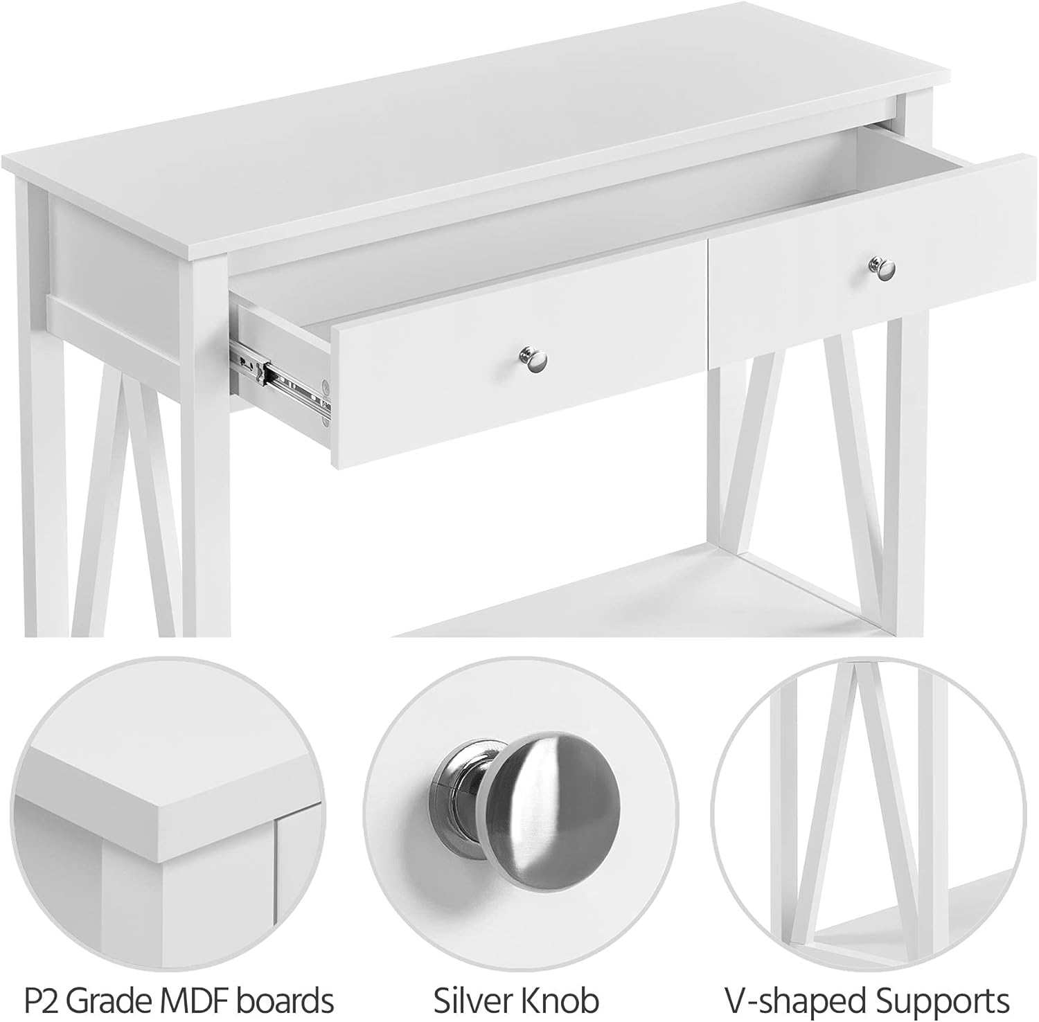 Console Table with Drawer &amp; Storage Shelves