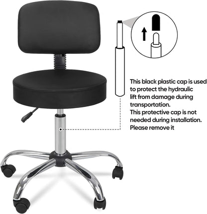 Adjustable Swivel Salon Spa Stool Chair with Back Support for Beauty Barber Tattoo Massage Drafting Medical