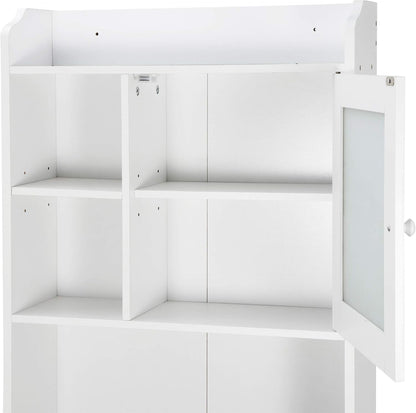 Freestanding Over The Toilet Storage Cabinet with Adjustable Shelf and Double Doors